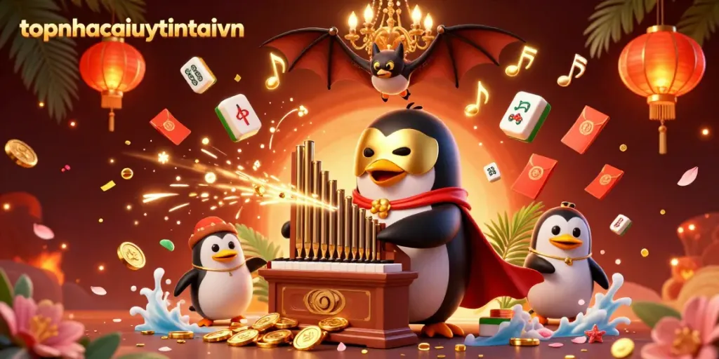 Experience thrilling gameplay with topnhacaiuytintaivn featuring vibrant characters and golden casino elements.