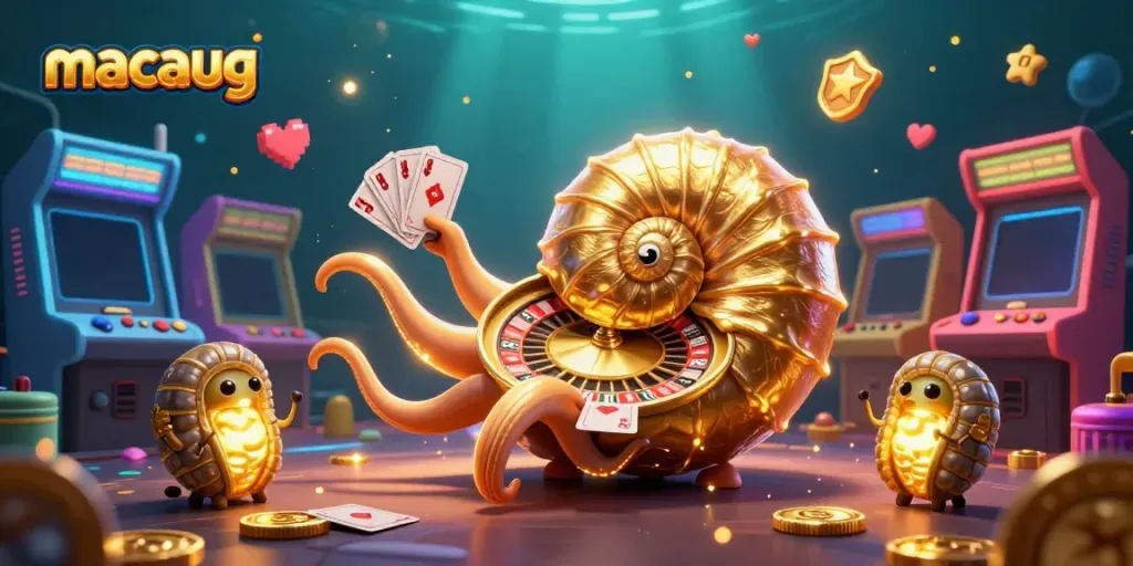 Experience thrilling casino action with macaugg in a vibrant 3D gaming scene.