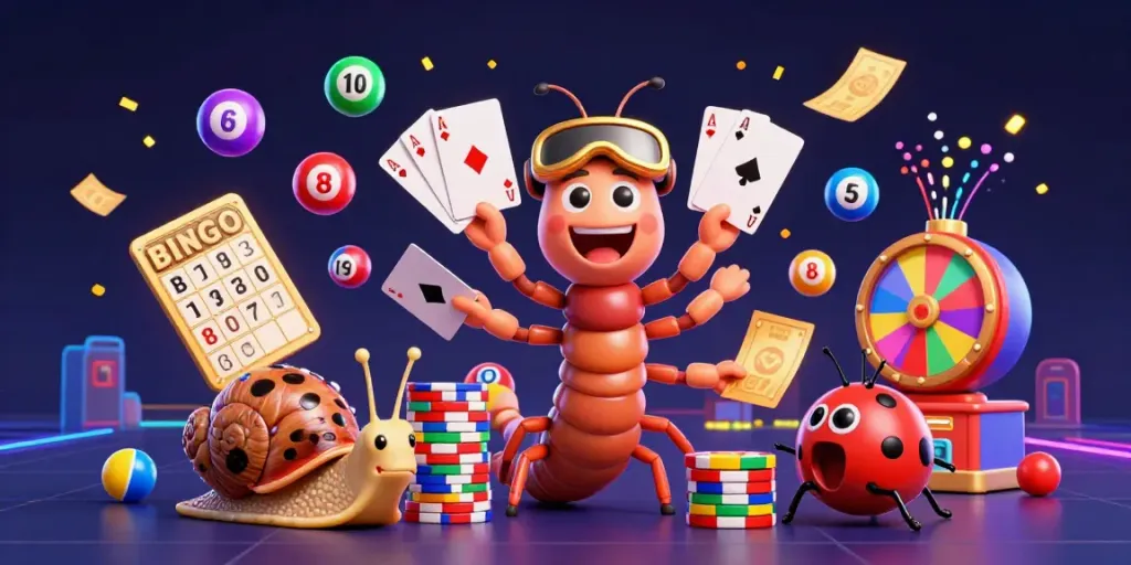 Experience the thrill of online credit card casinos with vibrant characters and dynamic elements.