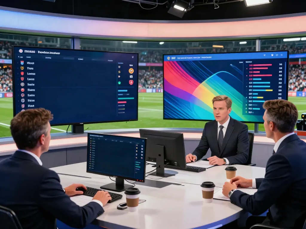 Football analyst discussing TOP10 สโมสร performance statistics in a modern studio.