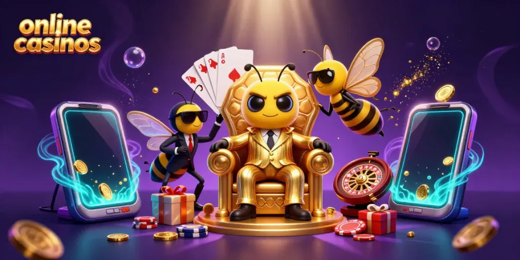Experience the vibrant world of online casinos with animated characters and game elements in action.