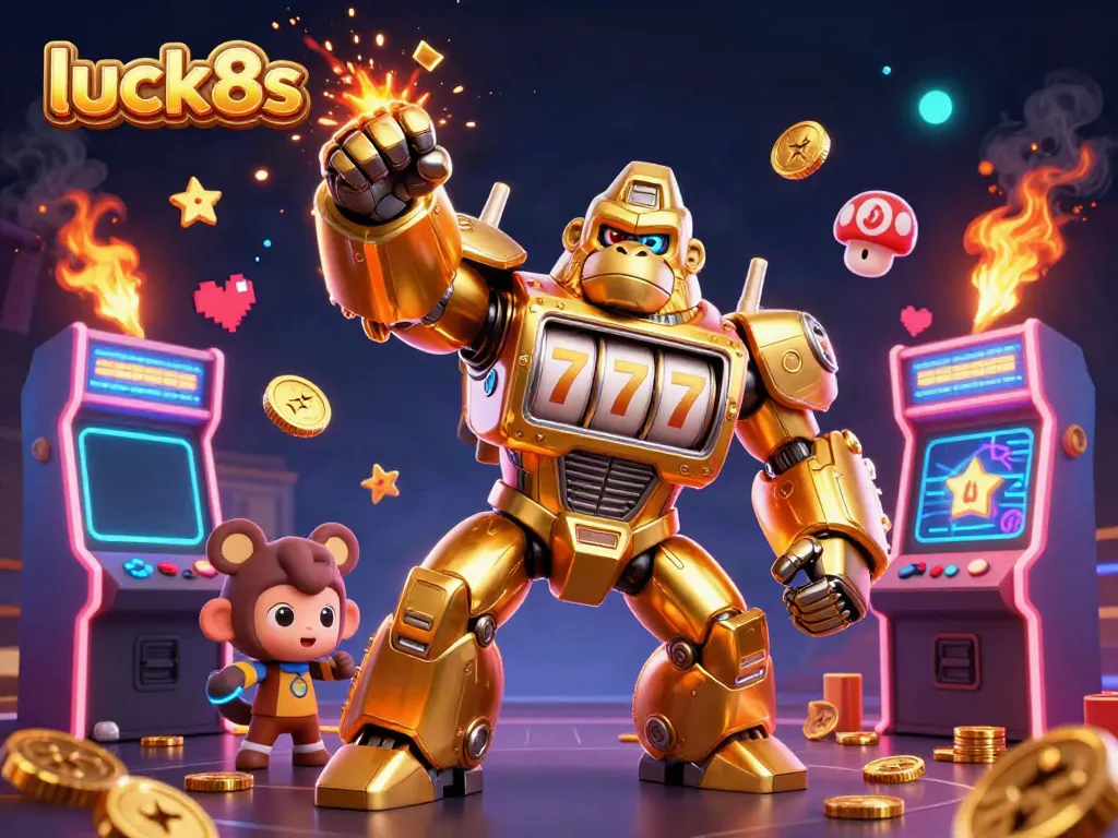 Experience thrilling gaming with luck8s as a golden gorilla mech unleashes jackpot excitement!