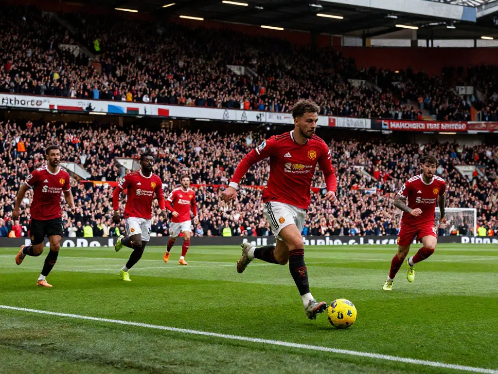 แมนยู vs ลิเวอร์พูล 10 นัดล่าสุด action scene showing the intensity of a match with players and fans.