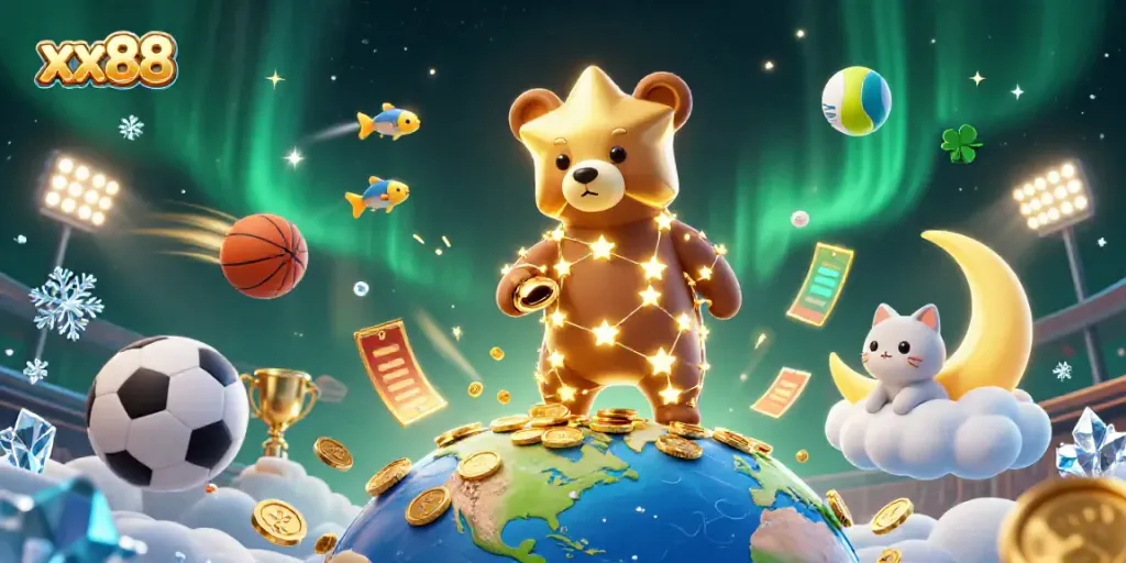 Experience winning opportunities with xx88 in this vibrant 3D casino scene.