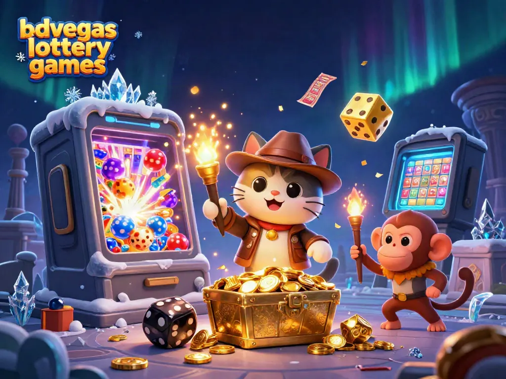 Engage in bdvegas lottery games with exciting jackpots and colorful lottery elements in a dynamic scene.