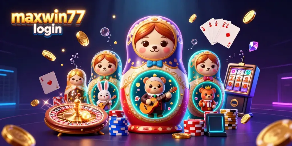 Experience thrilling plays with maxwin77 login featuring a vibrant casino scene of unique characters.