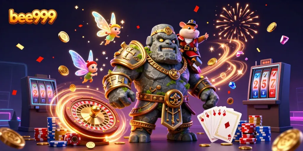 Experience thrilling games at bee999 with enchanted characters and vibrant casino elements.