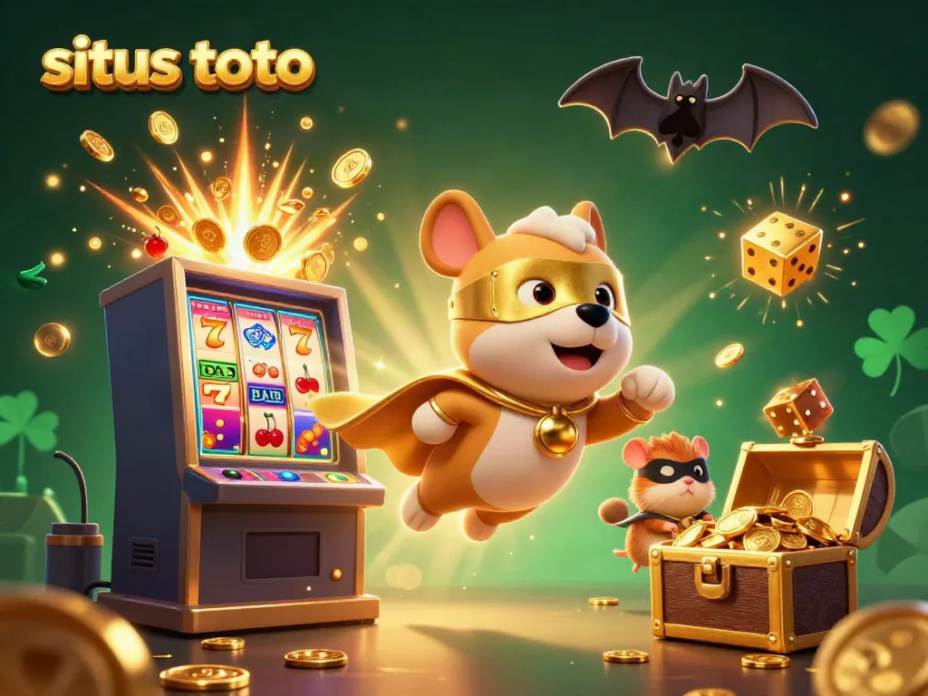 Engaging 3D scene of colorful characters and casino elements representing situs toto in a vibrant gambling setting.