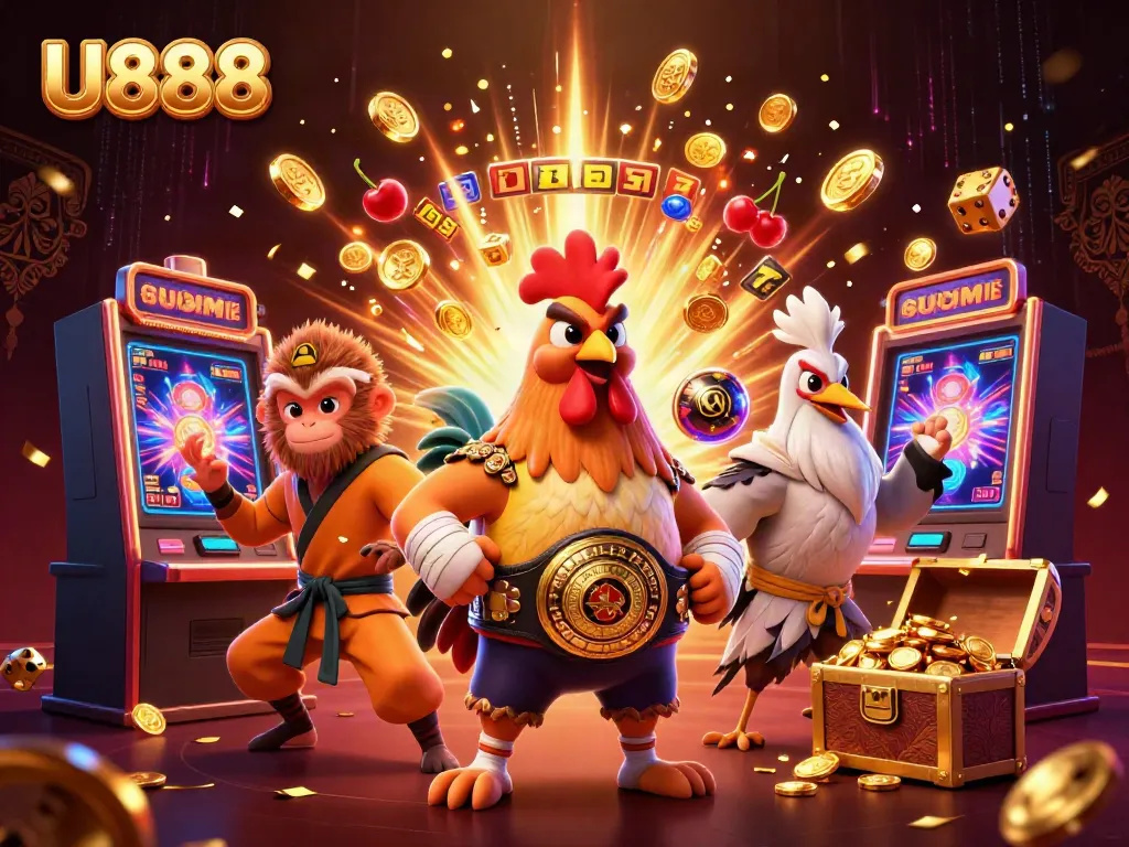 Experience thrilling slots and casino games at U888 with vibrant characters and exciting jackpots.