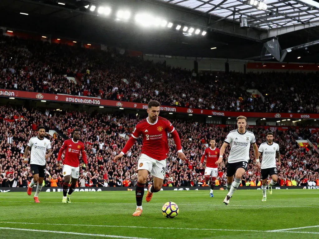 แมนยู vs ลิเวอร์พูล 10 นัดล่าสุด capture action-packed moment of football rivalry in vibrant stadium atmosphere.