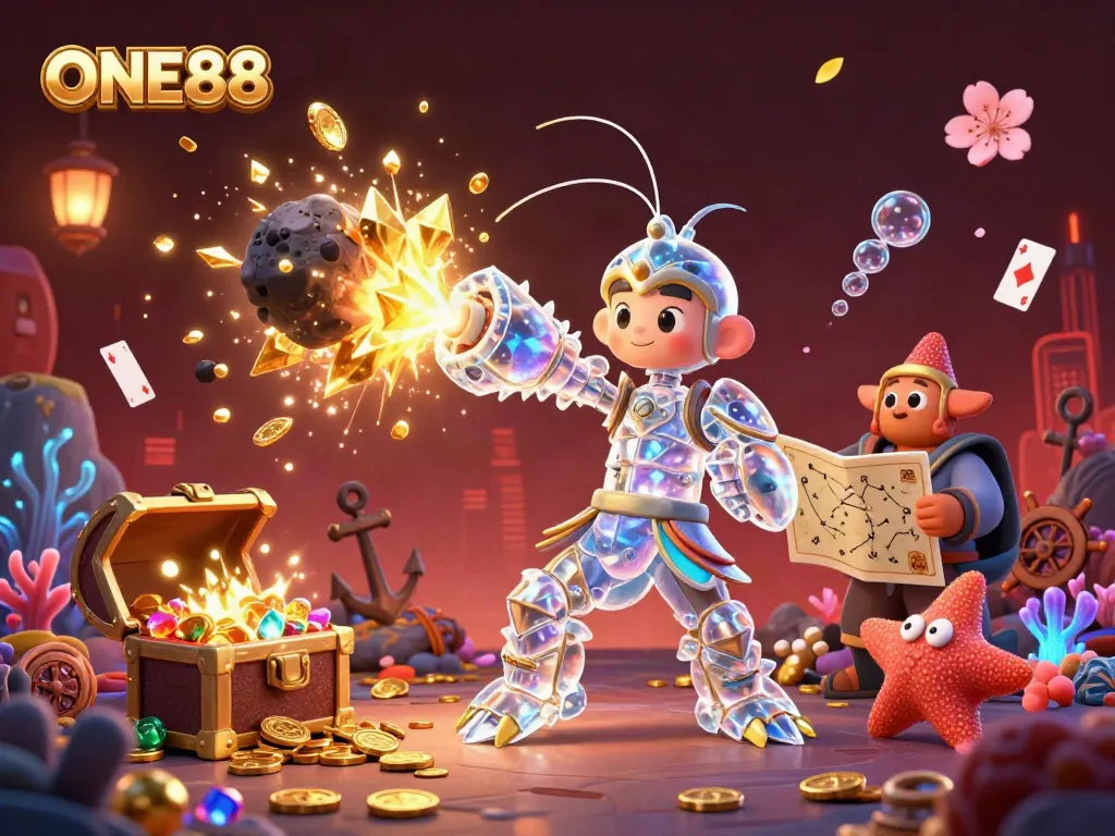 Experience thrilling adventures with ONE88 as cosmic characters engage in an explosive treasure hunt.