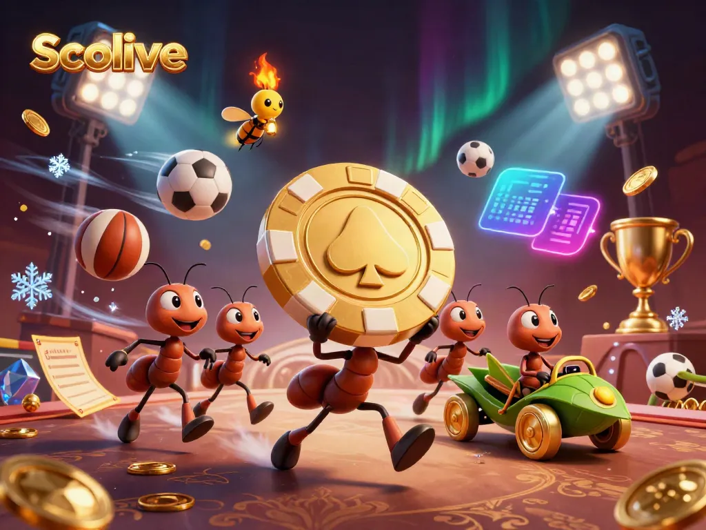 Socolive showcases an exciting heist scene with ants, sports balls, and gold elements for a dynamic betting experience.