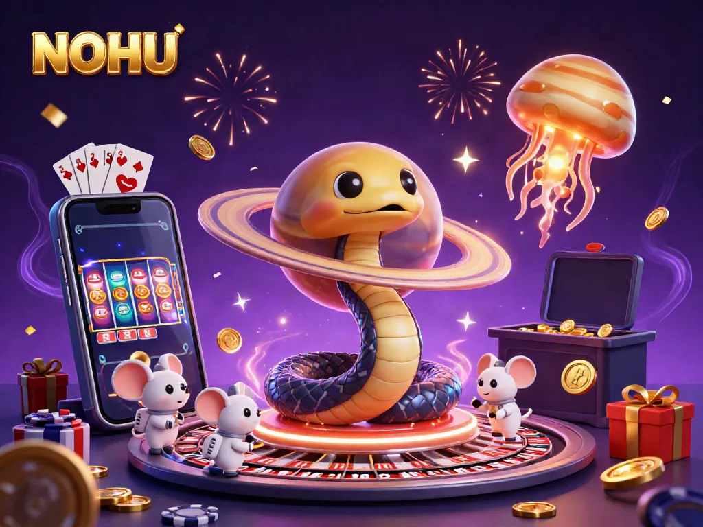 Experience the excitement of NOHU with cosmic casino elements and vibrant gaming action.