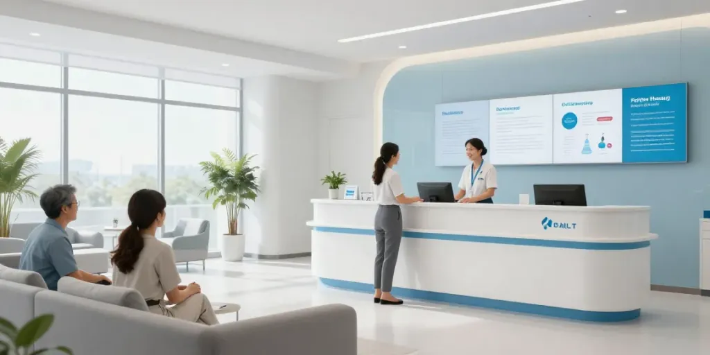 KLOW peptide therapy consultation in a modern healthcare clinic setting with professional staff.