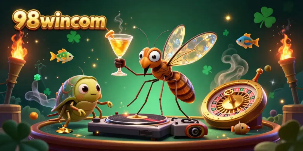 Experience electrifying game action with 98wincom's vibrant fish shooting scene showcasing unique characters.