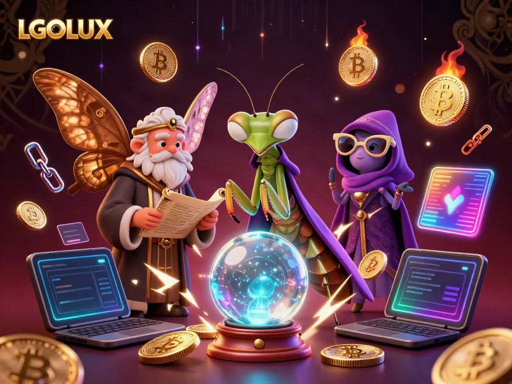 Engage with LGOLUX as the fortune teller unveils online gaming insights surrounded by cryptocurrencies.
